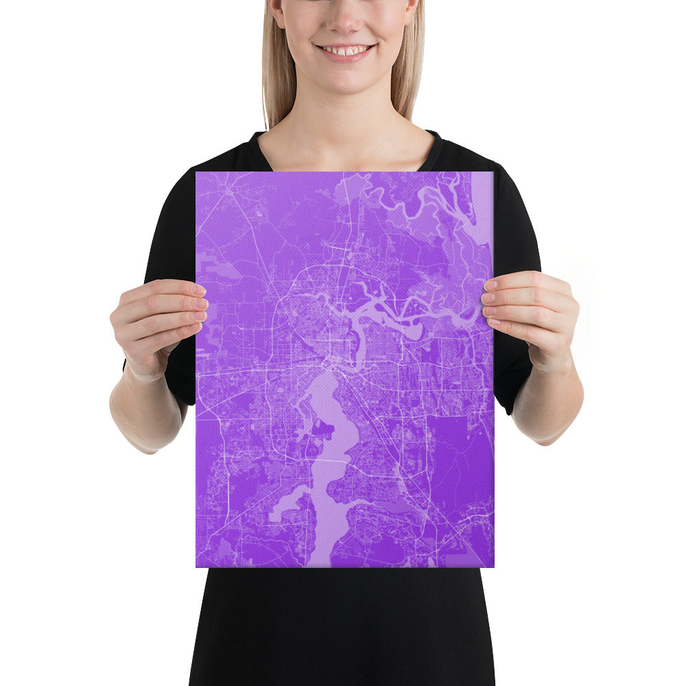 Jacksonville Purple and White Canvas Map