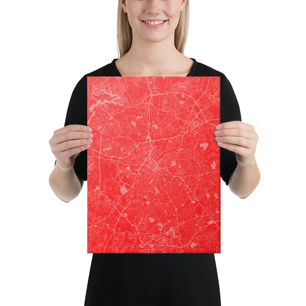 Charlotte Red and White Canvas Map