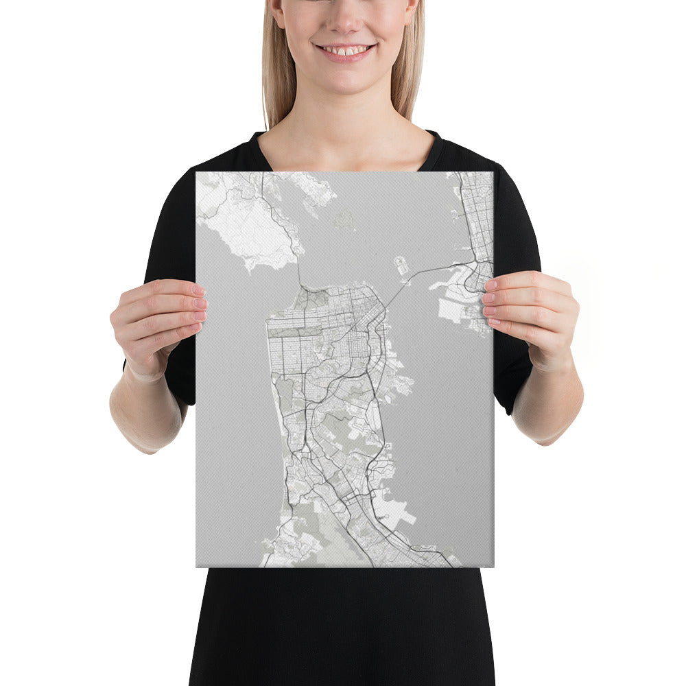 San Francisco White Canvas Map