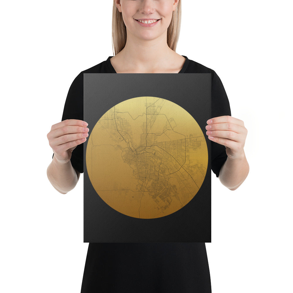 El Paso Gold on Black Canvas Map