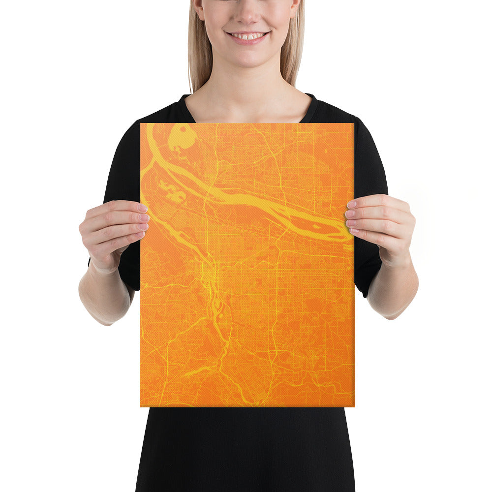 Portland Orange and Yellow Canvas Map