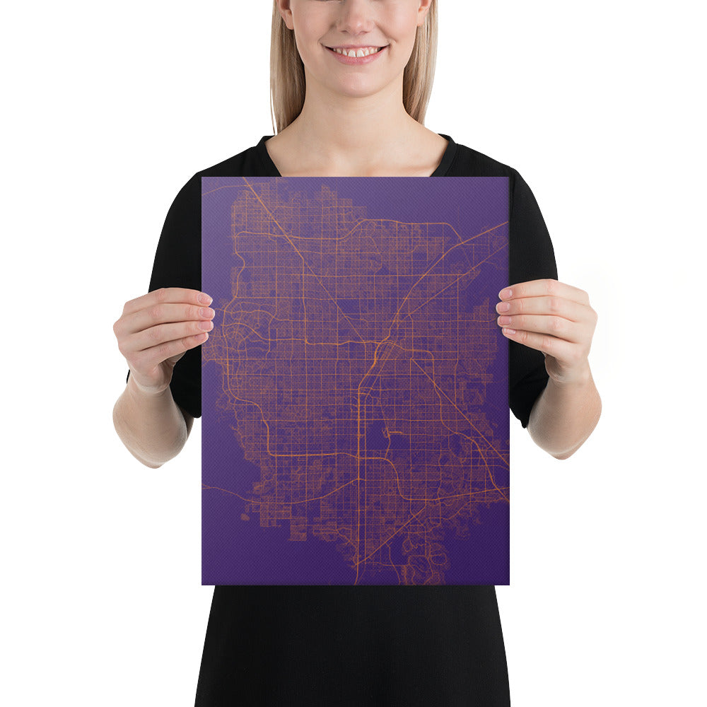 Las Vegas Purple and Orange Canvas Map