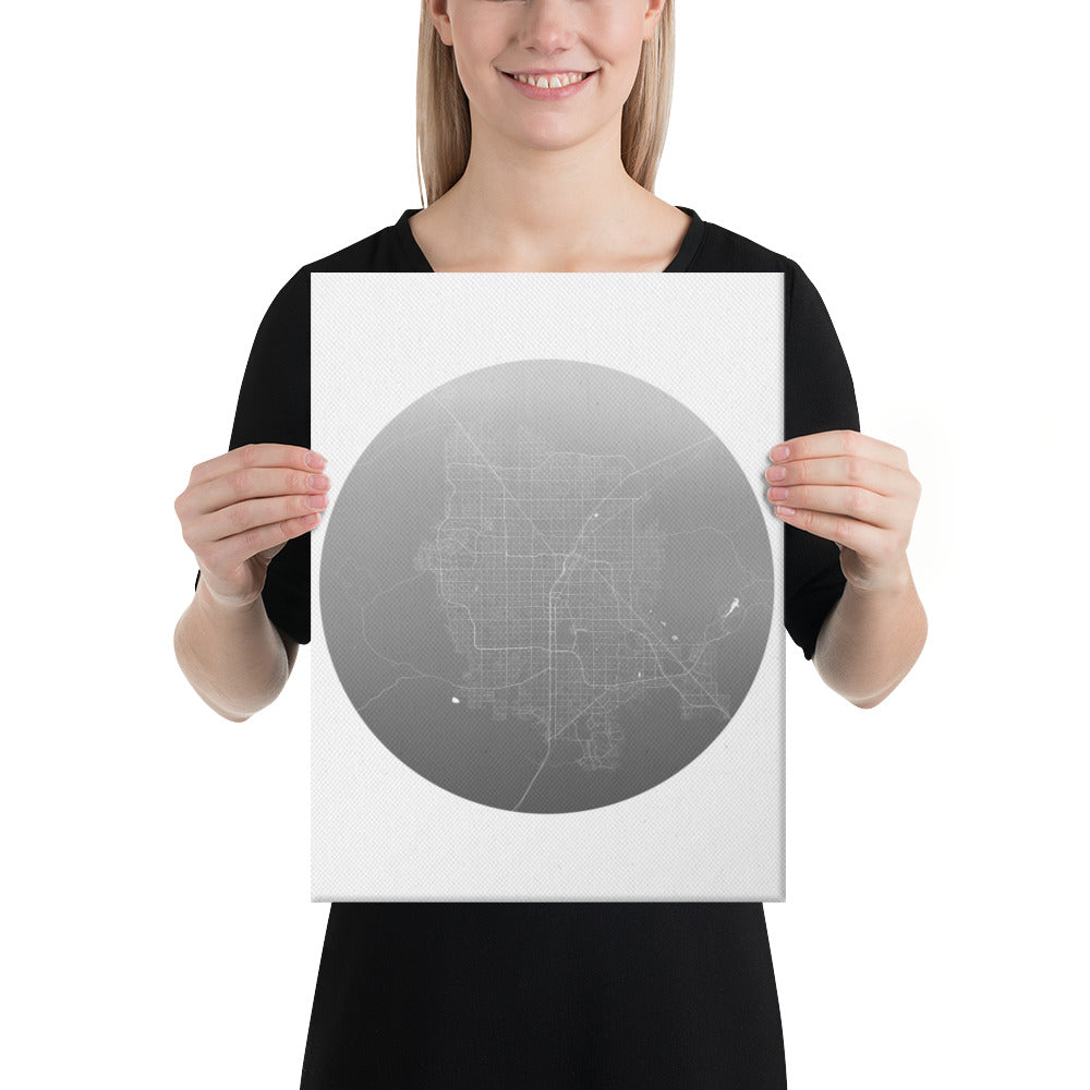 Las Vegas Silver on White Canvas Map