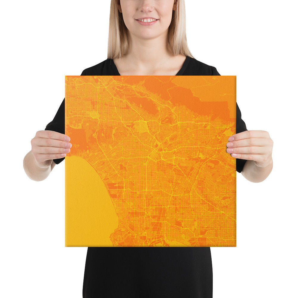 Los Angeles Orange and Yellow Canvas Map