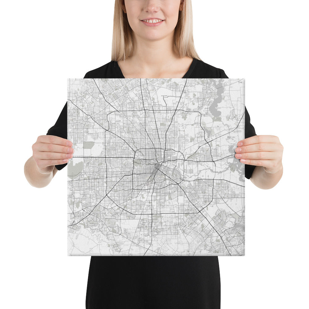 Houston White Canvas Map