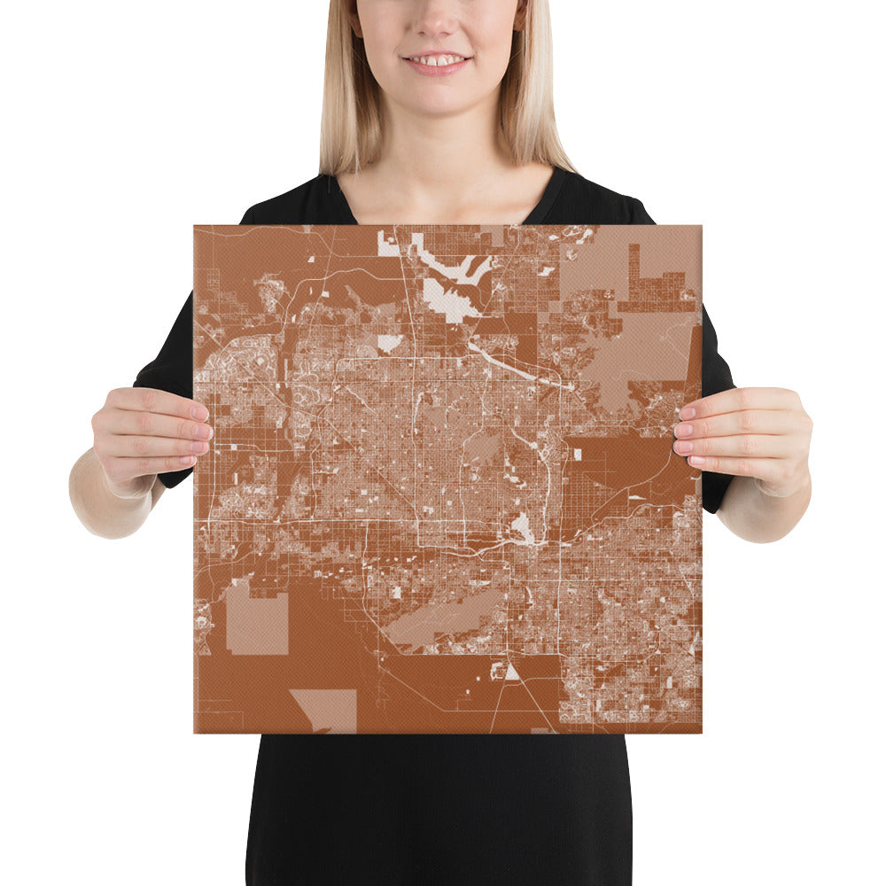Phoenix Brown and White Canvas Map