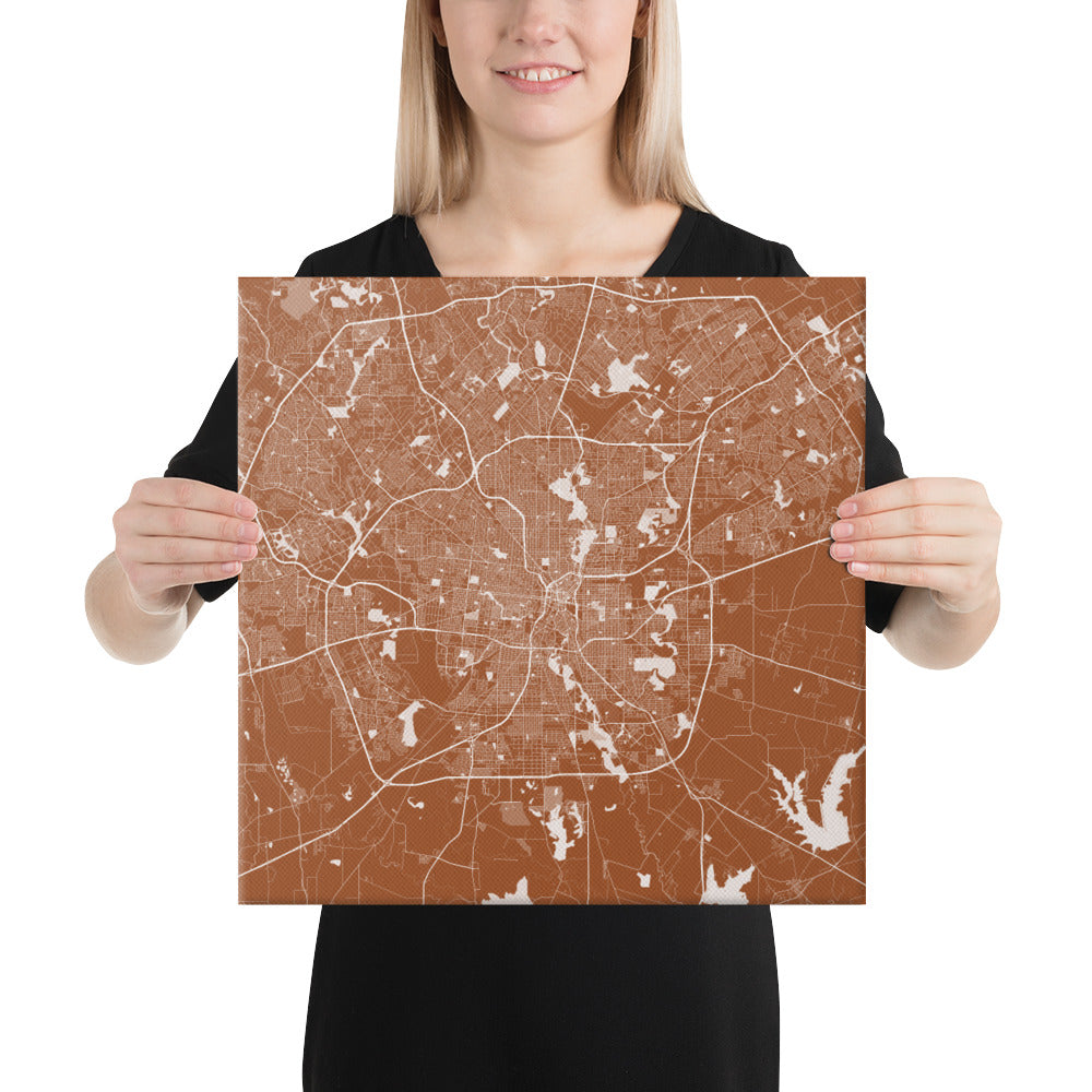 San Antonio Brown and White Canvas Map