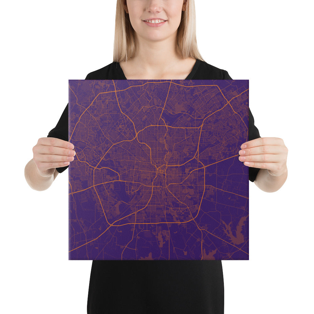 San Antonio Purple and Orange Canvas Map