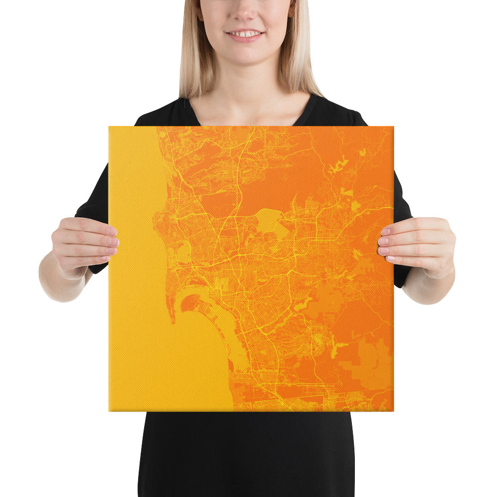 San Diego Orange and Yellow Canvas Map