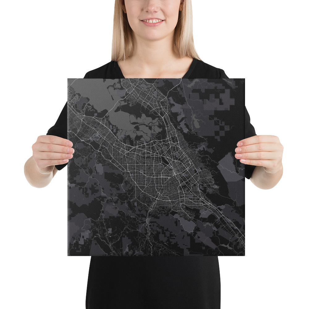 San Jose Black Canvas Map