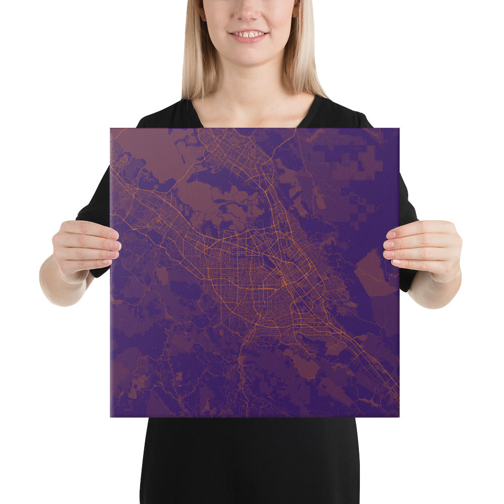San Jose Purple and Orange Canvas Map