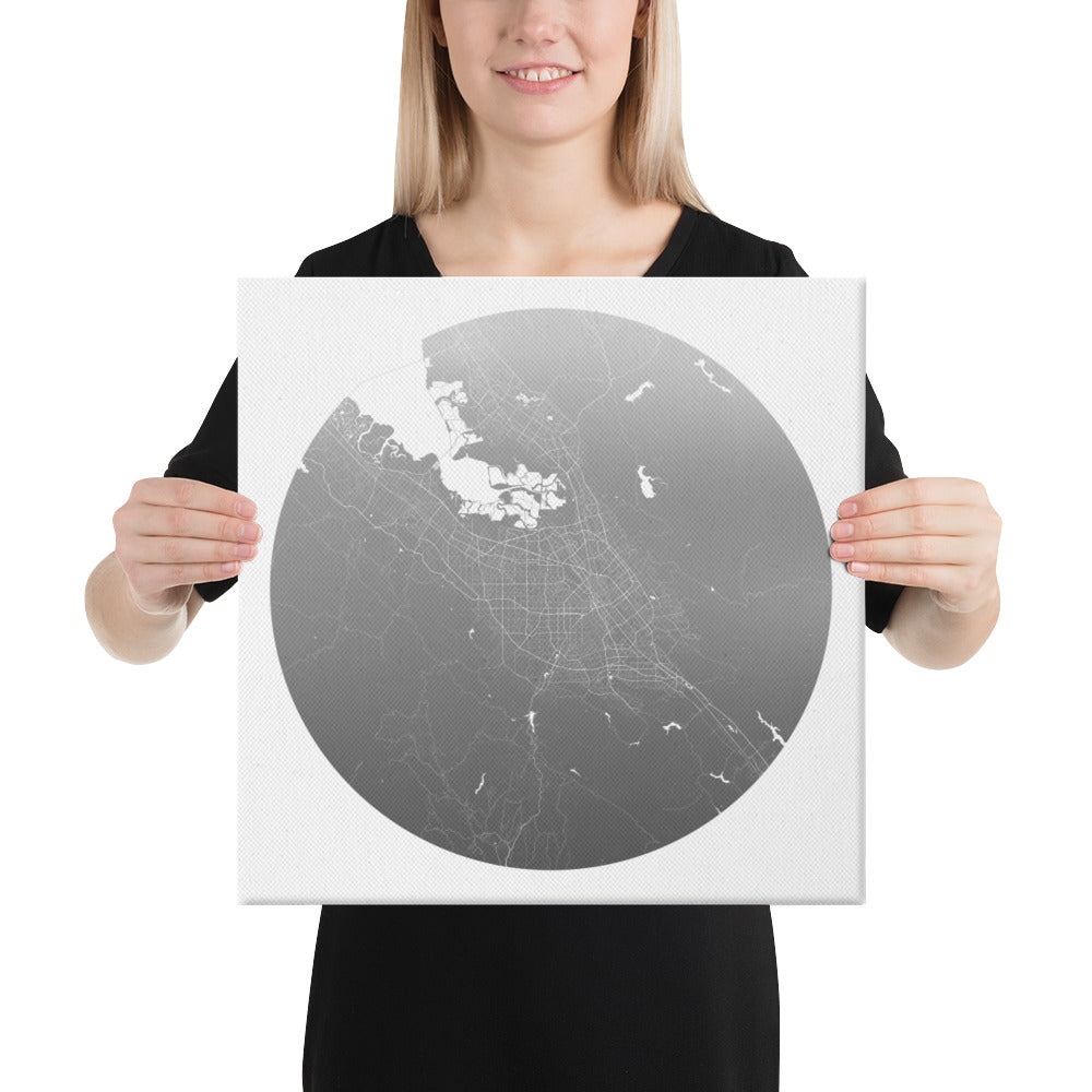 San Jose Silver on White Canvas Map