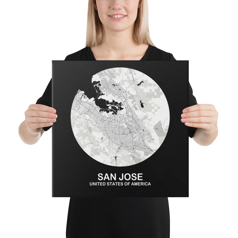 San Jose Circular White Canvas Map