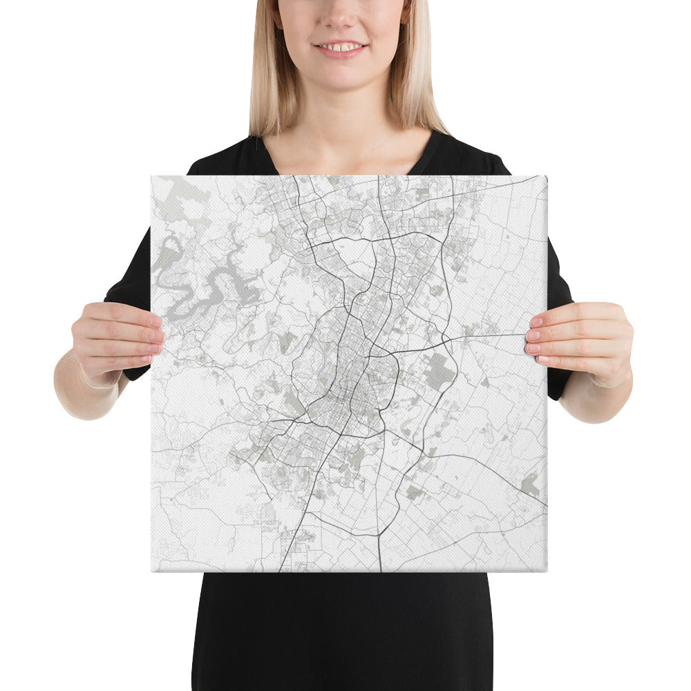 Austin White Canvas Map