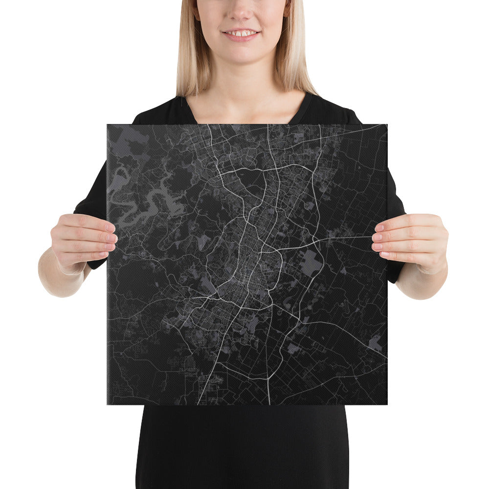 Austin Black Canvas Map
