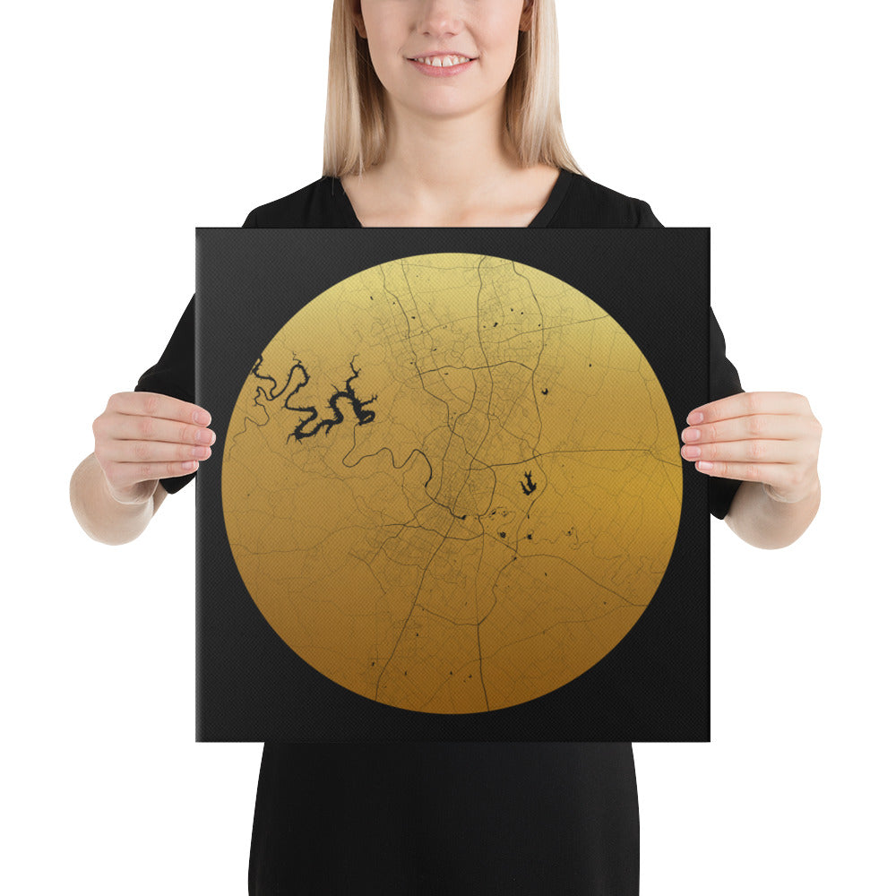 Austin Gold on Black Canvas Map