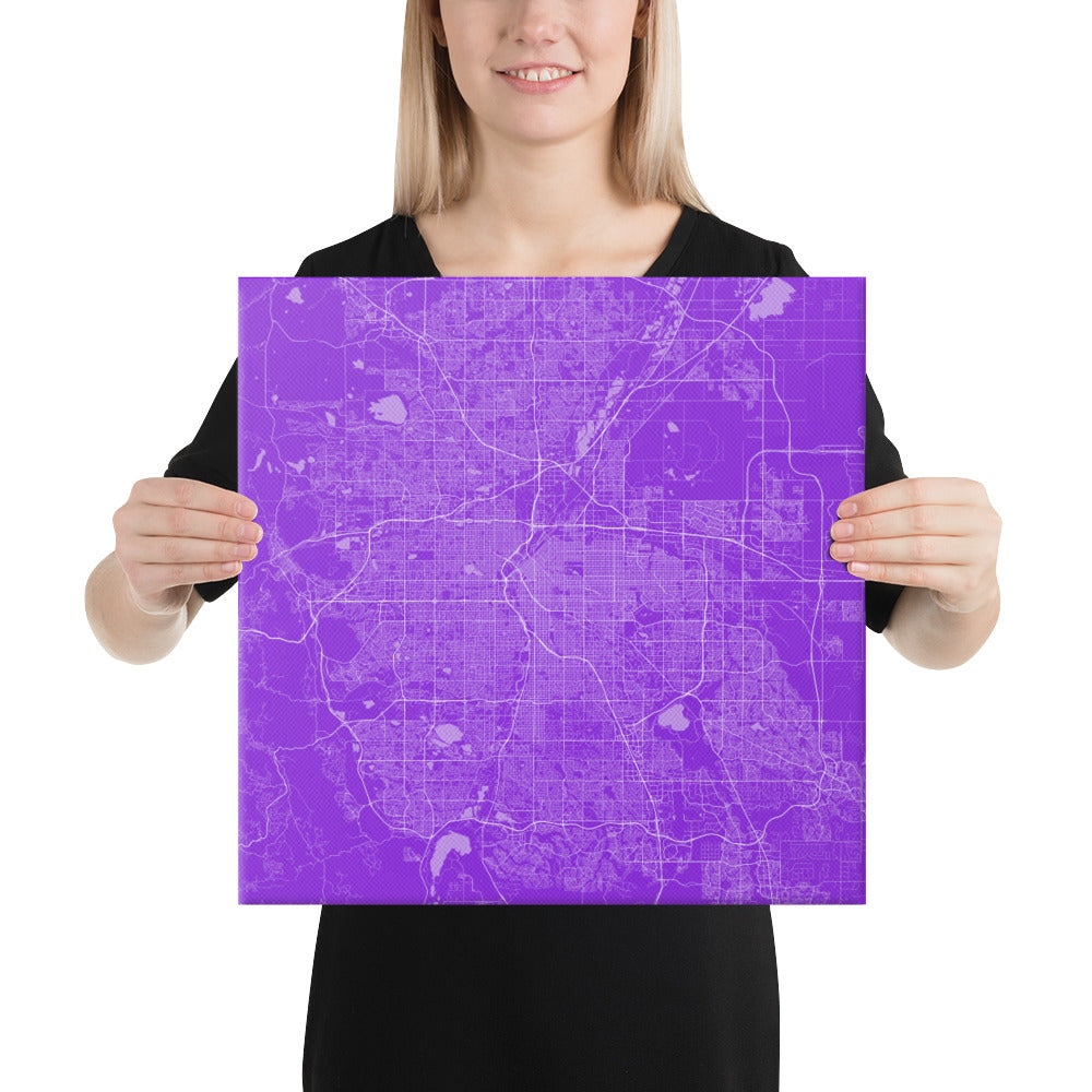 Denver Purple and White Canvas Map