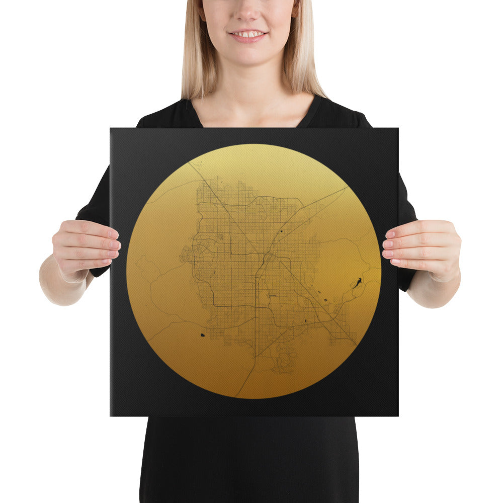 Las Vegas Gold on Black Canvas Map