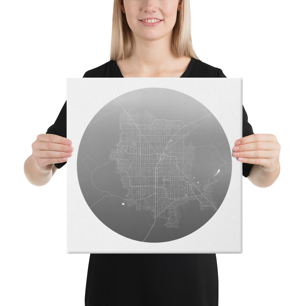Las Vegas Silver on White Canvas Map