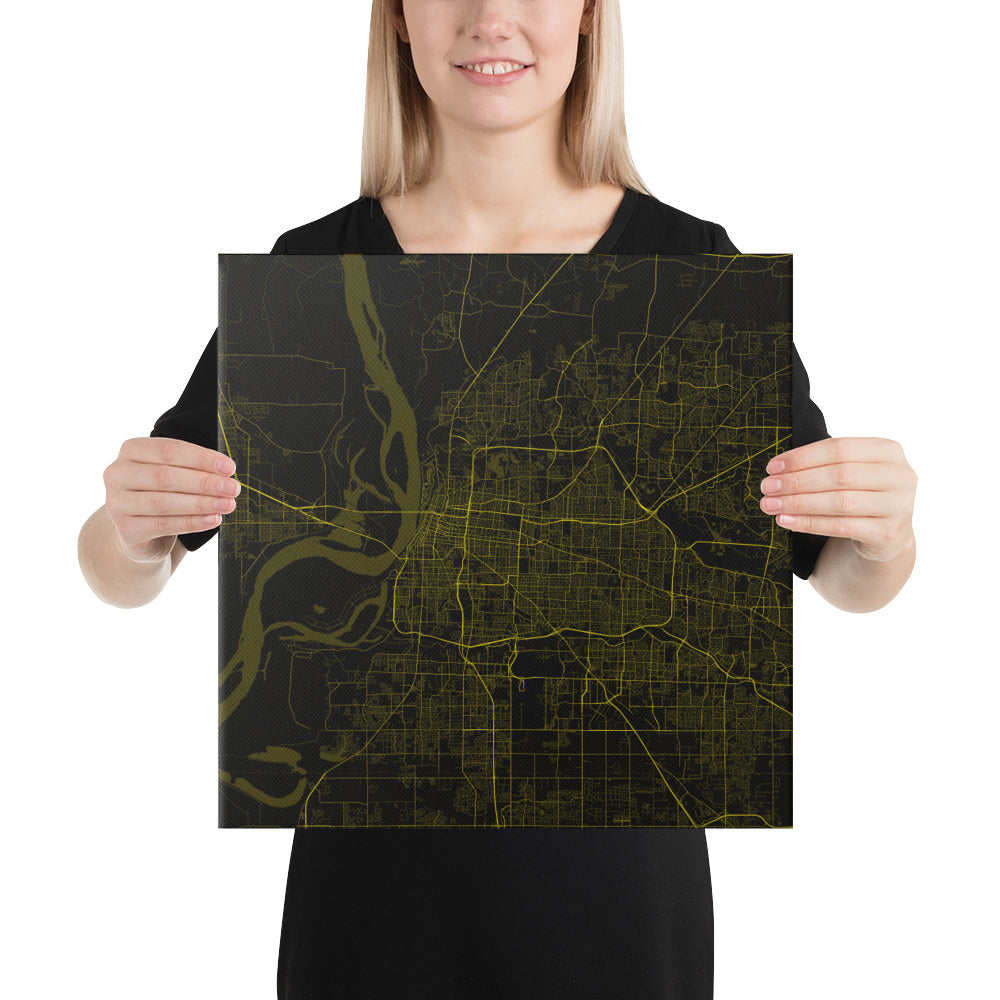 Memphis Black and Yellow Canvas Map