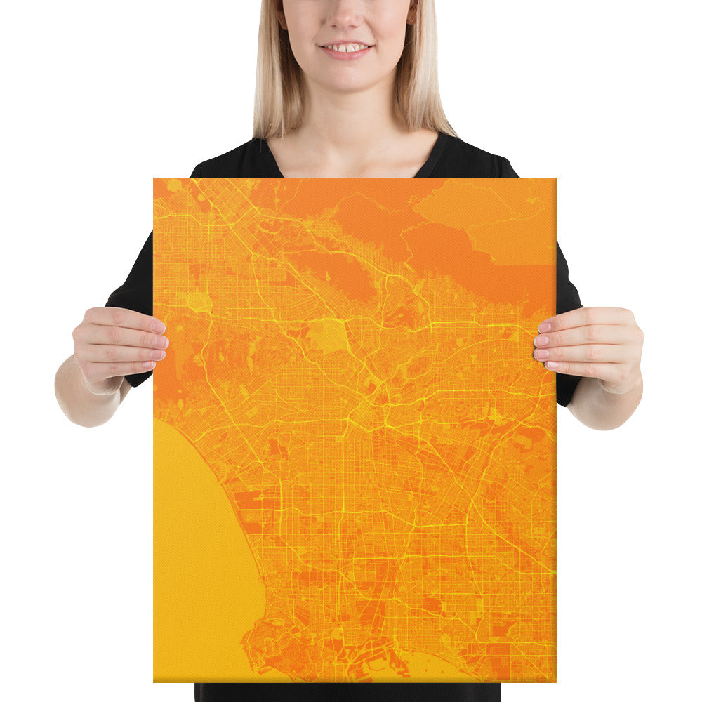 Los Angeles Orange and Yellow Canvas Map
