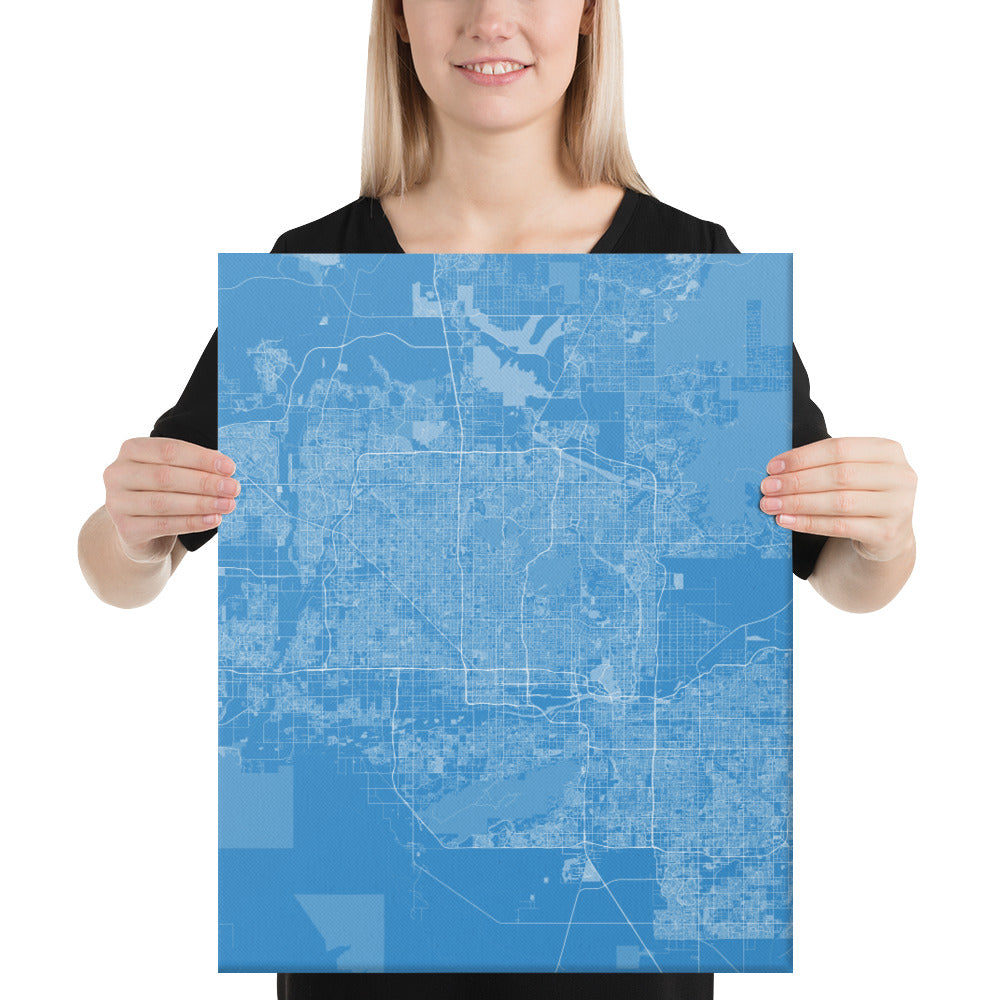 Phoenix Blue and White Canvas Map