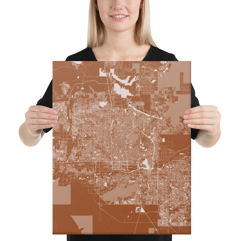 Phoenix Brown and White Canvas Map