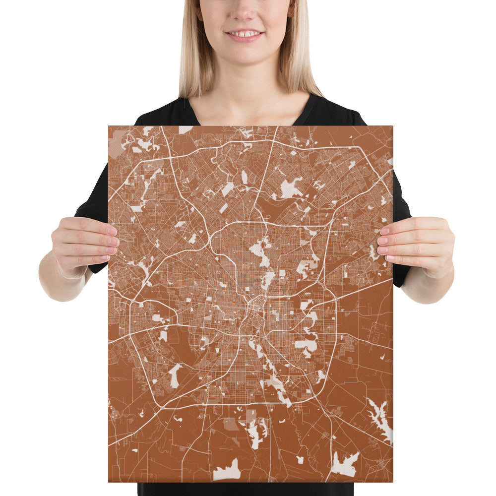 San Antonio Brown and White Canvas Map
