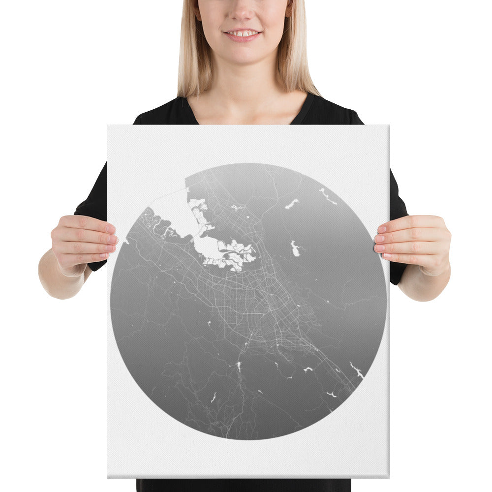 San Jose Silver on White Canvas Map