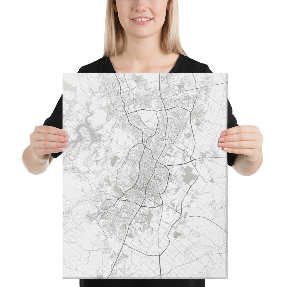 Austin White Canvas Map