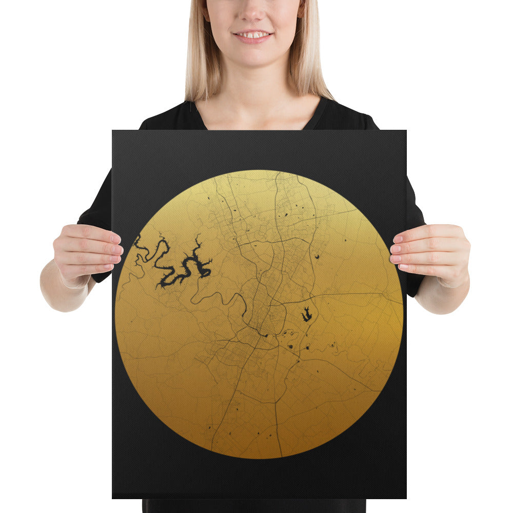 Austin Gold on Black Canvas Map