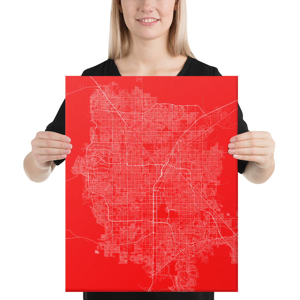 Las Vegas Red and White Canvas Map