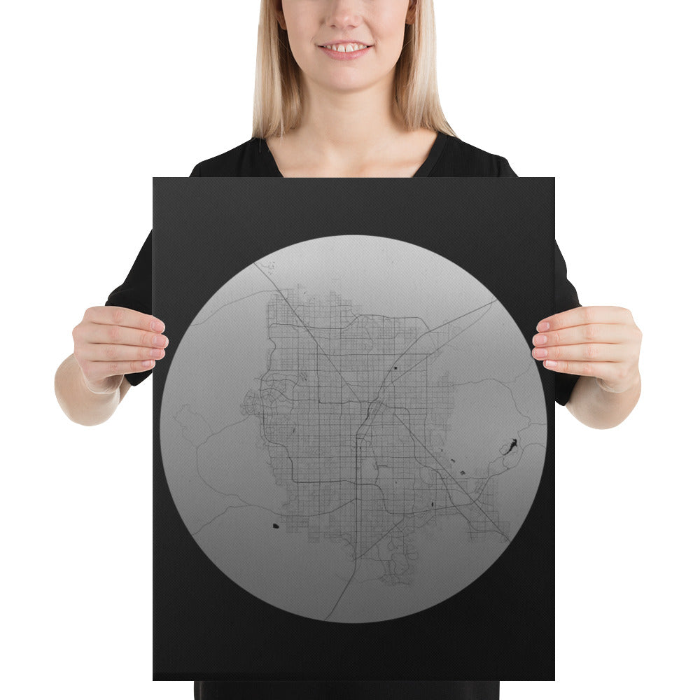 Las Vegas Silver on Black Canvas Map