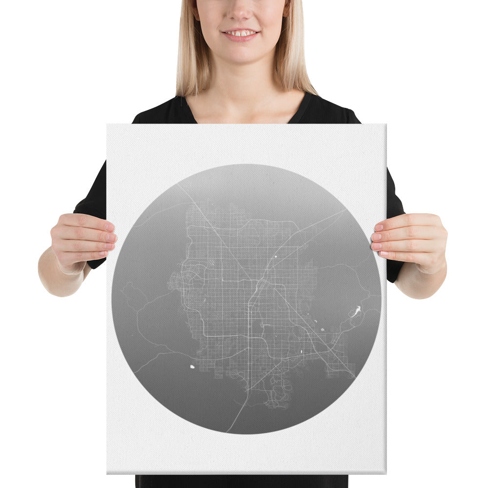 Las Vegas Silver on White Canvas Map