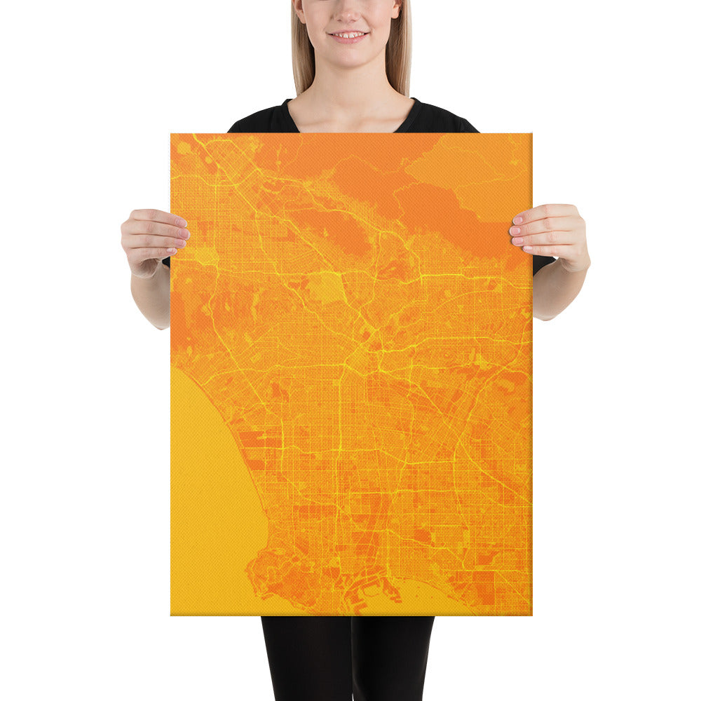 Los Angeles Orange and Yellow Canvas Map