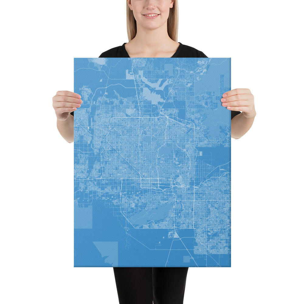 Phoenix Blue and White Canvas Map