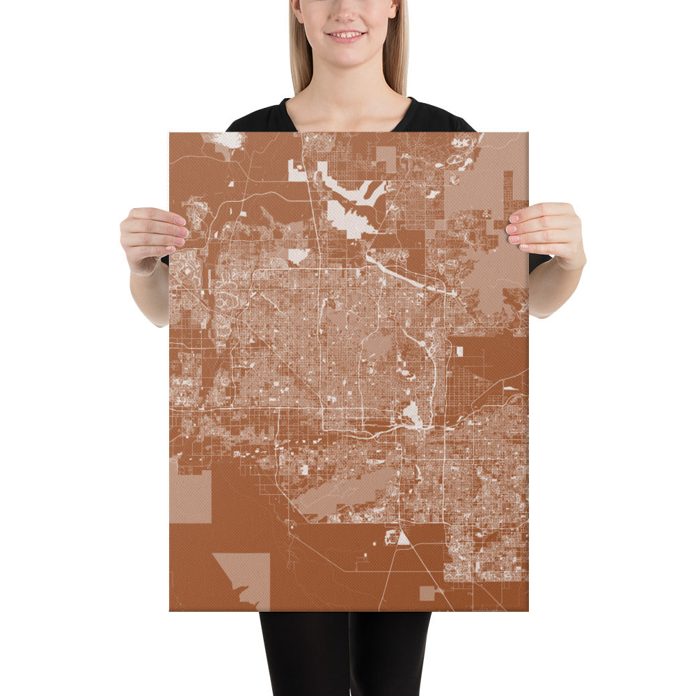 Phoenix Brown and White Canvas Map