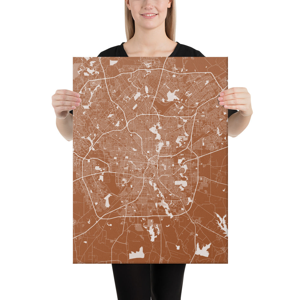 San Antonio Brown and White Canvas Map