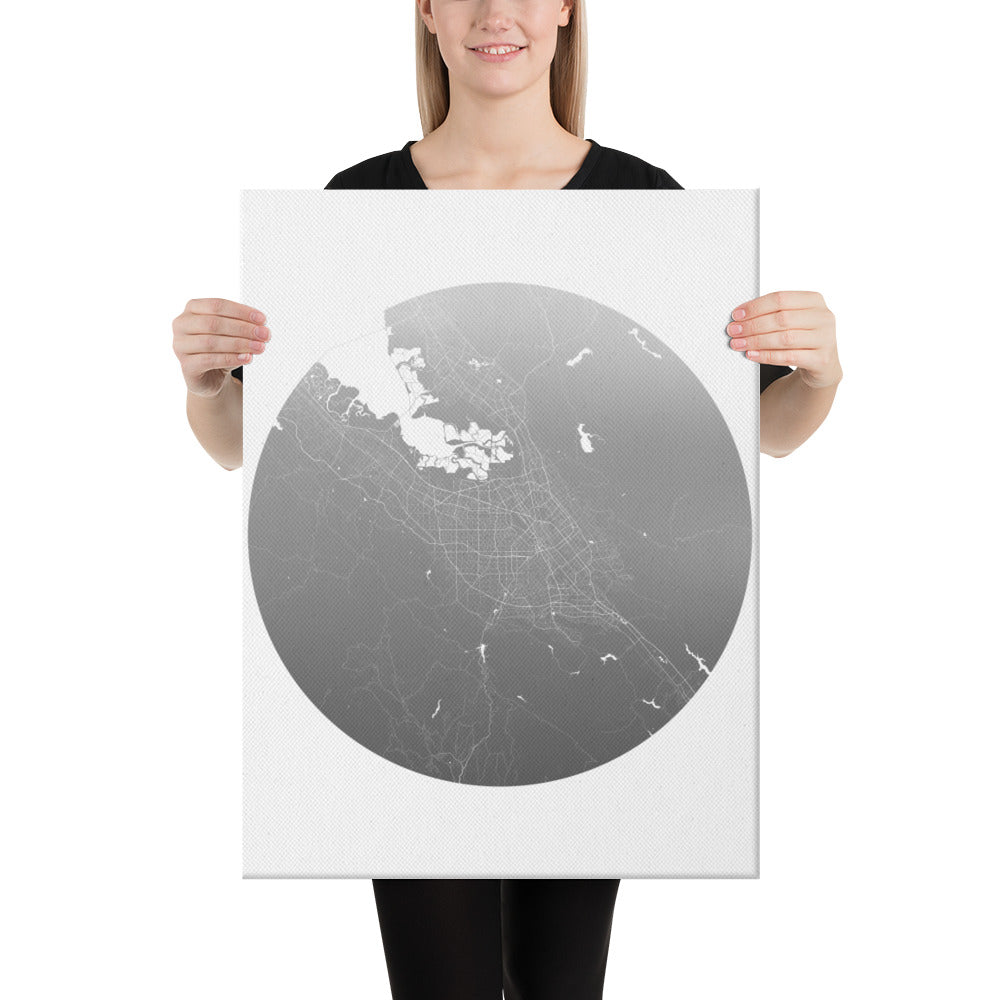 San Jose Silver on White Canvas Map