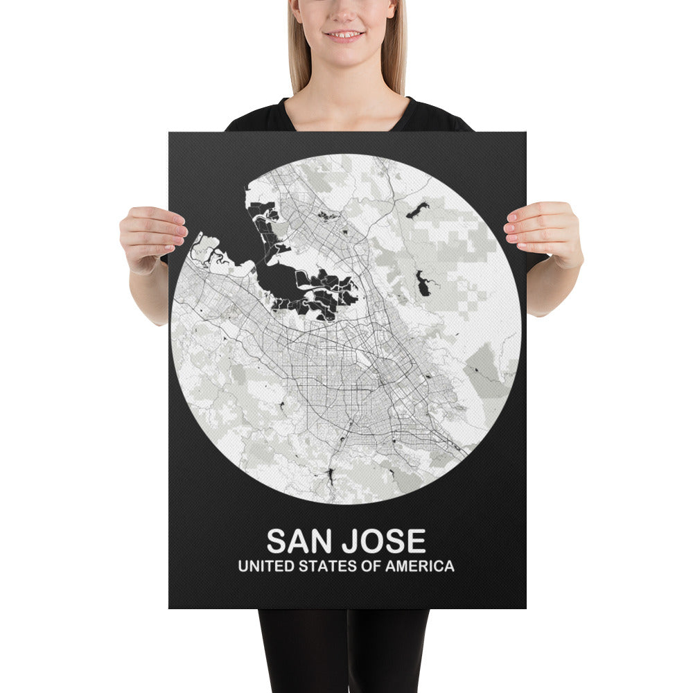 San Jose Circular White Canvas Map