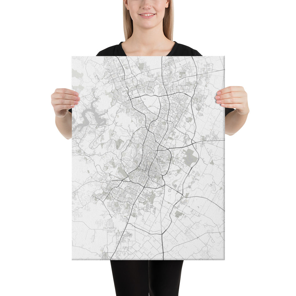 Austin White Canvas Map