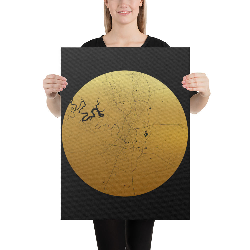 Austin Gold on Black Canvas Map