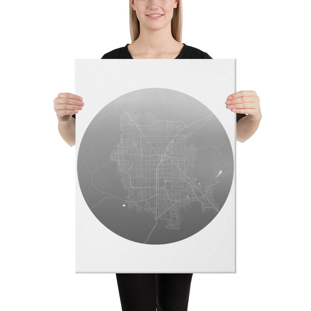 Las Vegas Silver on White Canvas Map