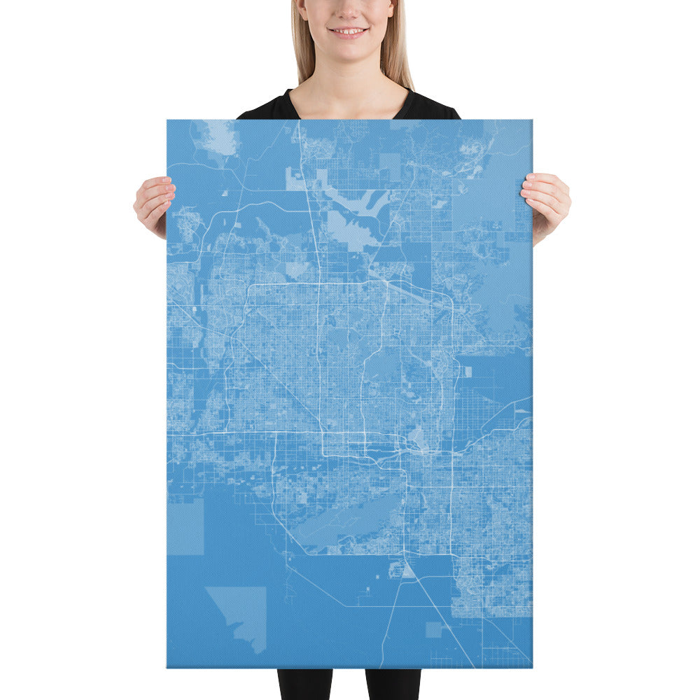 Phoenix Blue and White Canvas Map