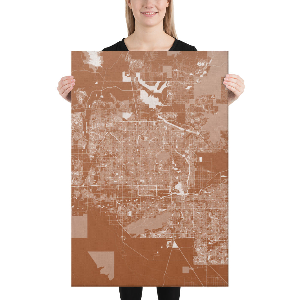Phoenix Brown and White Canvas Map