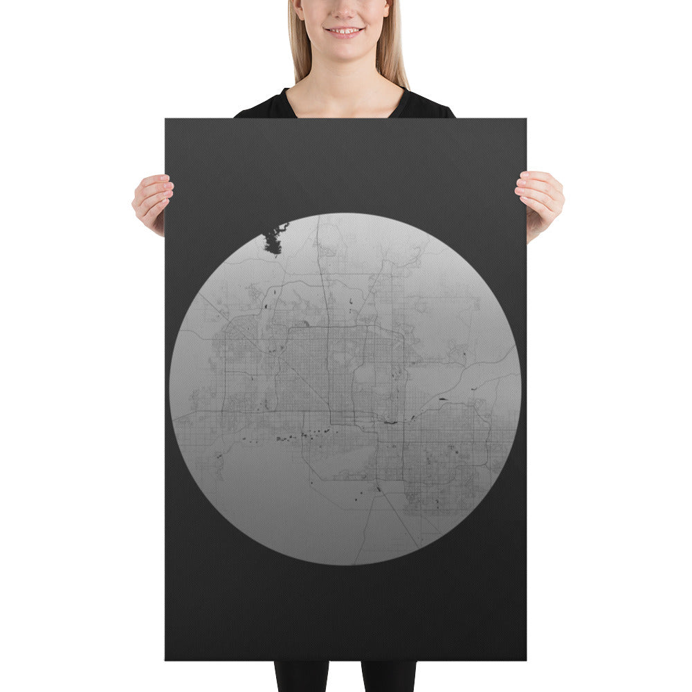 Phoenix Silver on Black Canvas Map