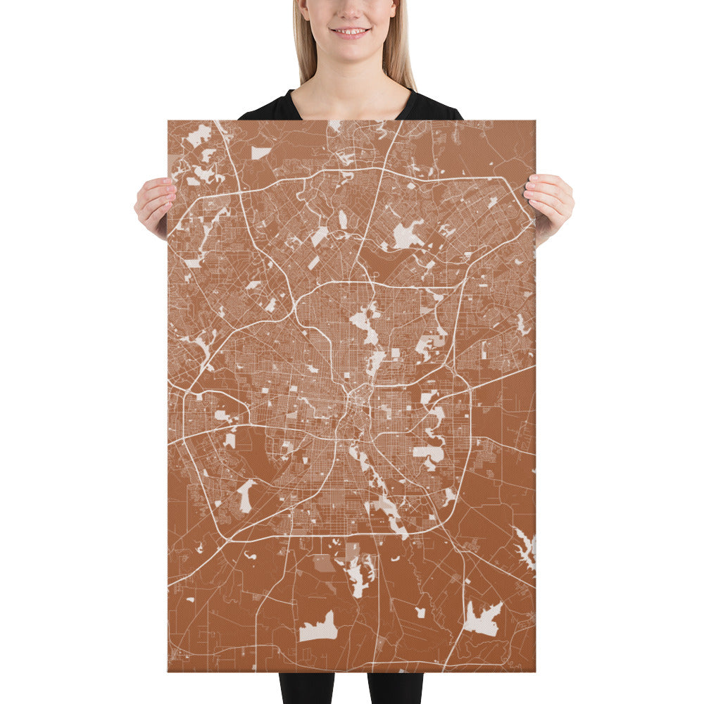 San Antonio Brown and White Canvas Map