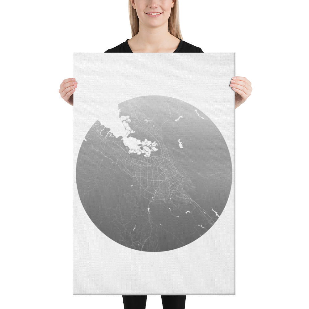 San Jose Silver on White Canvas Map