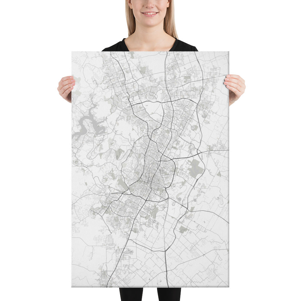 Austin White Canvas Map
