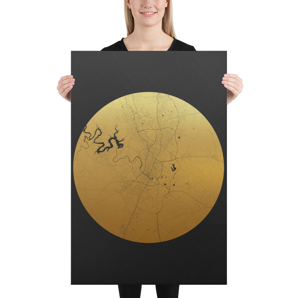 Austin Gold on Black Canvas Map